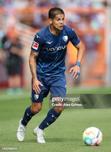 Christian Gamboa of VfL Bochum controls the ball during the Bundesliga match between VfL Bochum 1848 and SV Werder Bremen at Vonovia Ruhrstadion on...