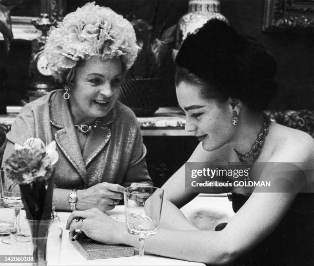 Romy Schneider and her mother at the Cafe Sacher during 1963 in Vienna.