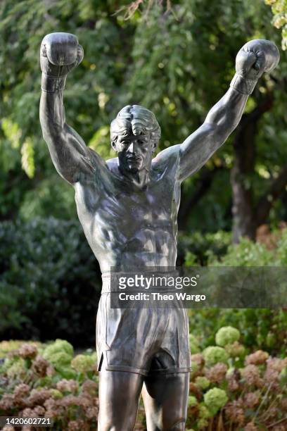 View of the Rocky Statue backstage during 2022 Made In America at Benjamin Franklin Parkway on September 03, 2022 in Philadelphia, Pennsylvania.