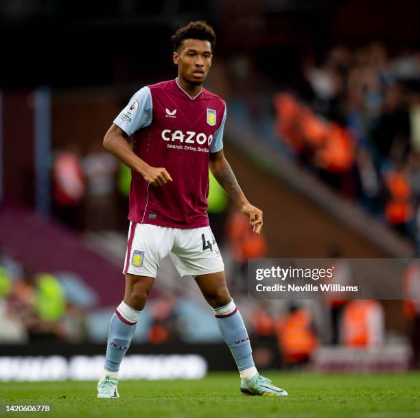 Boubacar Kamara of Aston Villa in action during the Premier League match between Aston Villa and Manchester City at Villa Park on September 03, 2022...