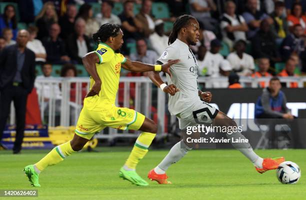 Renato Sanches of Paris Saint-Germain in action during the Ligue 1 match between FC Nantes and Paris Saint-Germain at Stade de la Beaujoire on...