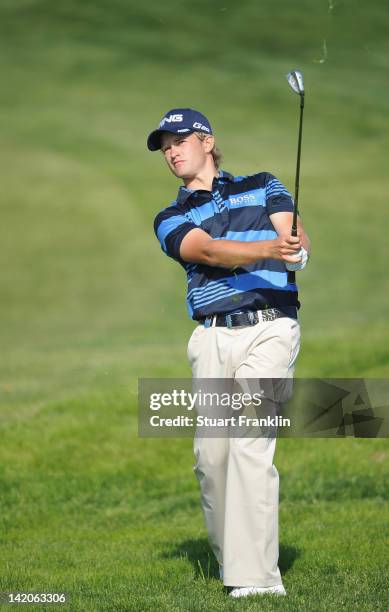 Tom Lewis of England plays a shot during the first round of the Sicilian Open at Verdura Golf and Spa Resort on March 29, 2012 in Sciacca, Italy.