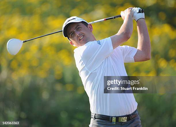 Peter Lawrie of Ireland plays a shot during the first round of the Sicilian Open at Verdura Golf and Spa Resort on March 29, 2012 in Sciacca, Italy.