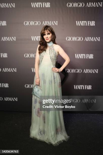 Zooey Deschanel attends Il Ballo Della Luce hosted by Giorgio Armani & Vanity Fair at Ca'Vendramin Calergi on September 03, 2022 in Venice, Italy.