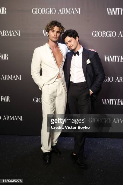Chase Stokes and Gavin Leatherwood attends Il Ballo Della Luce hosted by Giorgio Armani & Vanity Fair at Ca'Vendramin Calergi on September 03, 2022...