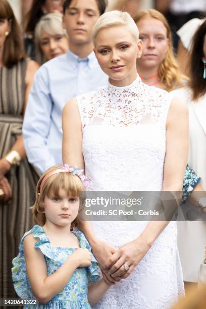 Princess Gabriella, Countess of Carladès and Princess Charlene of Monaco attend "U Cavagnetu" : Traditional Monaco Picnic In Le Parc Princess...