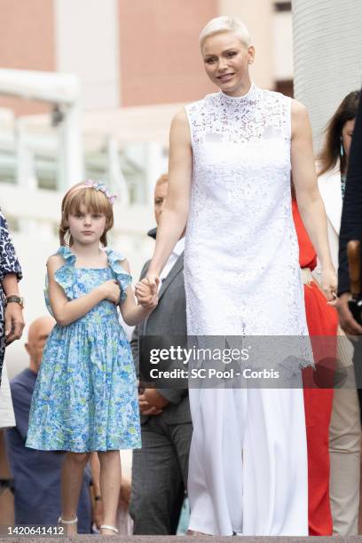 Princess Gabriella, Countess of Carladès and Princess Charlene of Monaco attend "U Cavagnetu" : Traditional Monaco Picnic In Le Parc Princess...