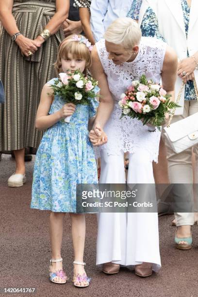 Princess Gabriella, Countess of Carladès and Princess Charlene of Monaco attend "U Cavagnetu" : Traditional Monaco Picnic In Le Parc Princess...