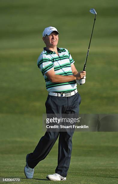 James Morrison of England plays a shot during the first round of the Sicilian Open at Verdura Golf and Spa Resort on March 29, 2012 in Sciacca, Italy.
