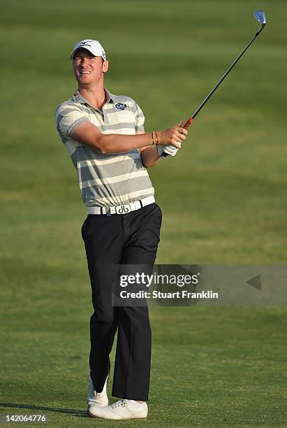 Chris Wood of England plays a shot during the first round of the Sicilian Open at Verdura Golf and Spa Resort on March 29, 2012 in Sciacca, Italy.