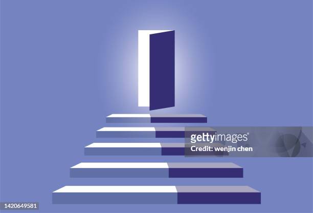 door to success - stairway heaven stock illustrations