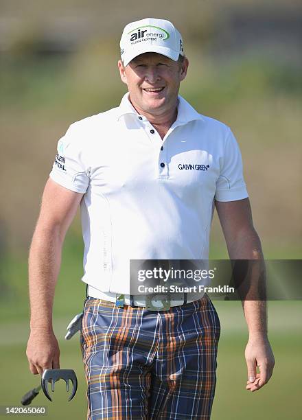 Jamie Donaldson of Wales plays a shot during the first round of the Sicilian Open at Verdura Golf and Spa Resort on March 29, 2012 in Sciacca, Italy.