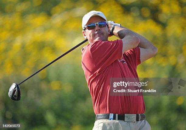 Rich Beem of USA plays a shot during the first round of the Sicilian Open at Verdura Golf and Spa Resort on March 29, 2012 in Sciacca, Italy.