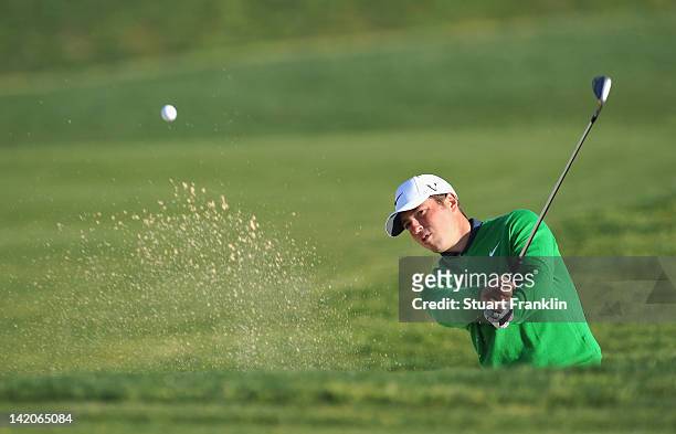 Pablo Martin of Spain plays a bunker shot during the first round of the Sicilian Open at Verdura Golf and Spa Resort on March 29, 2012 in Sciacca,...