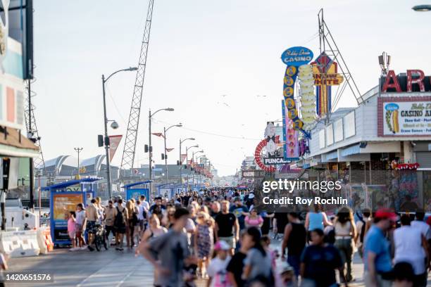 The Wildwood boardwalk is filled with visitors during Labor Day Weekend on September 03, 2022 in Wildwood, New Jersey.