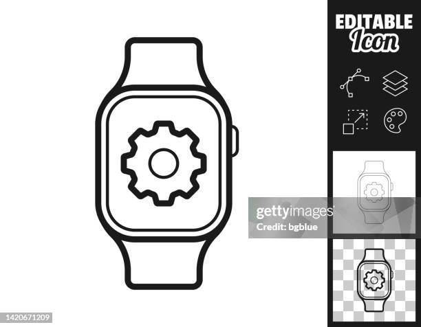 smartwatch settings - gears. icon for design. easily editable - computer toolbox stock illustrations