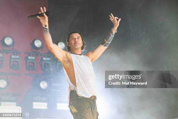 Gavin Rossdale of Bush performs onstage during the Pain In The Grass music festival presented by 99.9 KISW at White River Amphitheatre on September...