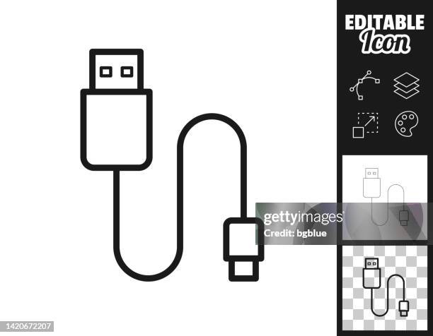 ilustraciones, imágenes clip art, dibujos animados e iconos de stock de cable usb. icono para el diseño. fácilmente editable - computer part