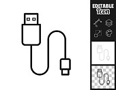 USB cable. Icon for design. Easily editable