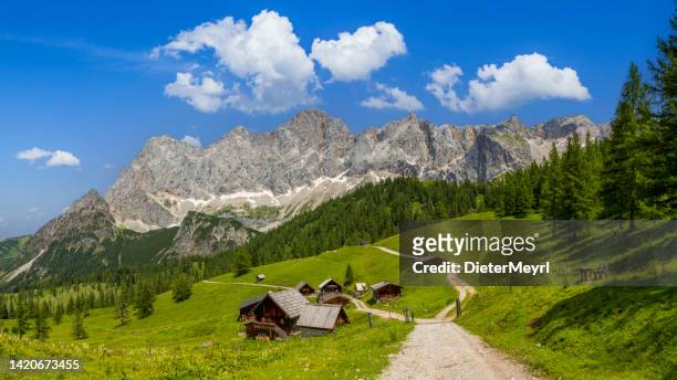 mountain village close to dachstein, austria - styrka stock pictures, royalty-free photos & images