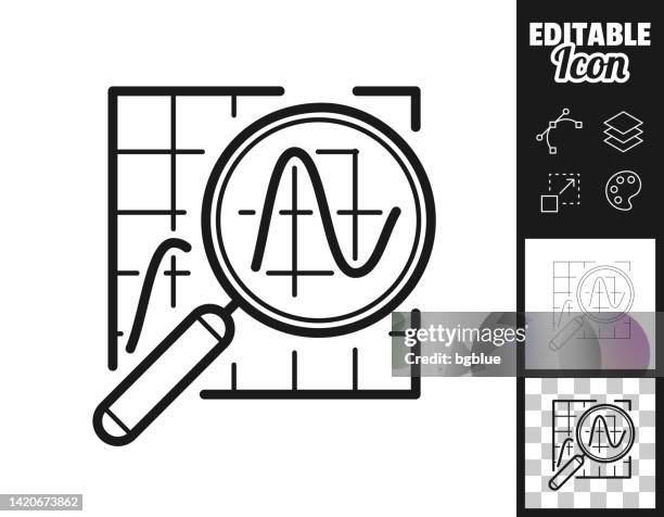magnifying glass with graph. icon for design. easily editable - different shapes and sizes stock illustrations