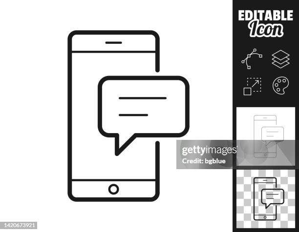smartphone with speech bubble. icon for design. easily editable - iphone text message screen stock illustrations