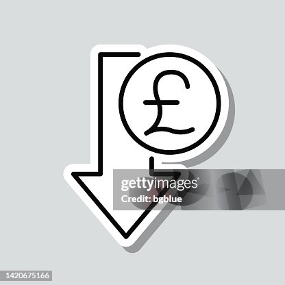 Pound decrease. Icon sticker on gray background Pound decrease. Icon sticker on gray background