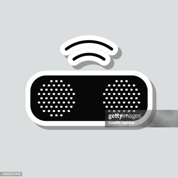 ilustrações de stock, clip art, desenhos animados e ícones de wireless speaker. icon sticker on gray background - bluetooth