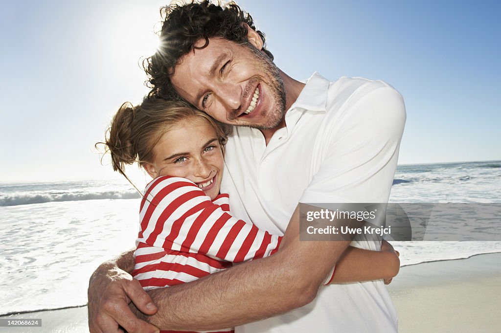 Father and daughter hugging