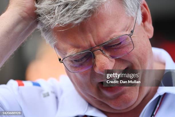 Otmar Szafnauer, Team Principal of Alpine F1 looks on in the Paddock prior to the F1 Grand Prix of The Netherlands at Circuit Zandvoort on September...