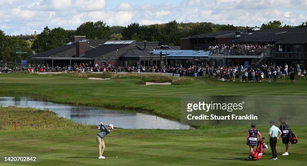 Rasmus Hojgaard of Denmark hits his second shot on the first hole during Day Four of the Made in HimmerLand at Himmerland Golf & Spa Resort on...