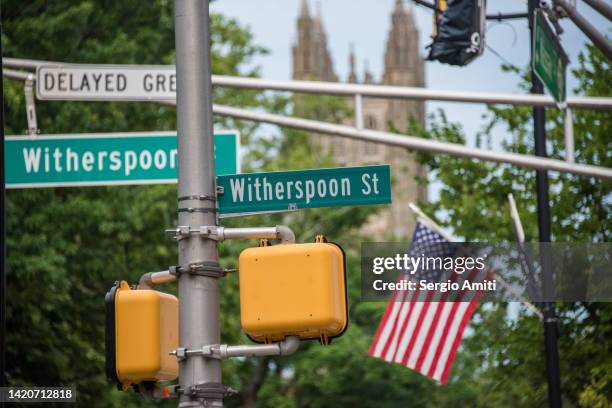 witherspoon street sign - princeton new jersey stock pictures, royalty-free photos & images