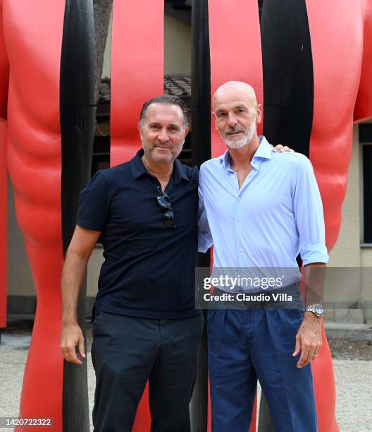 Founder & Managing Partner at RedBird Capital Partners Gerry Cardinale and head coach AC Milan Stefano Pioli pose for a photo after the AC Milan...