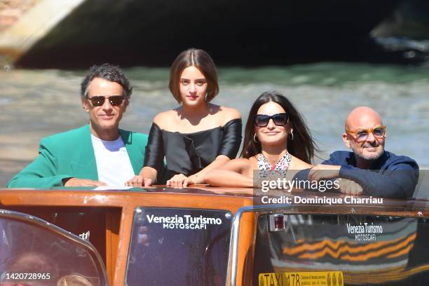 Vincenzo Amato, Luana Giuliani, Penelope Cruz and director Emanuele Crialese Are seen arrival at the press conference during the 79th Venice...
