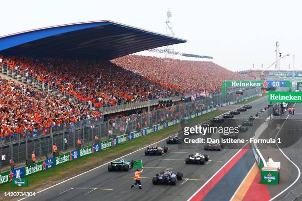 Rear view of the start during the F1 Grand Prix of The Netherlands at Circuit Zandvoort on September 04, 2022 in Zandvoort, Netherlands.