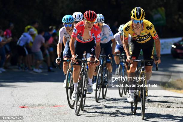 Miguel Ángel López Moreno of Colombia and Team Astana – Qazaqstan, Remco Evenepoel of Belgium and Team Quick-Step - Alpha Vinyl - Red Leader Jersey...