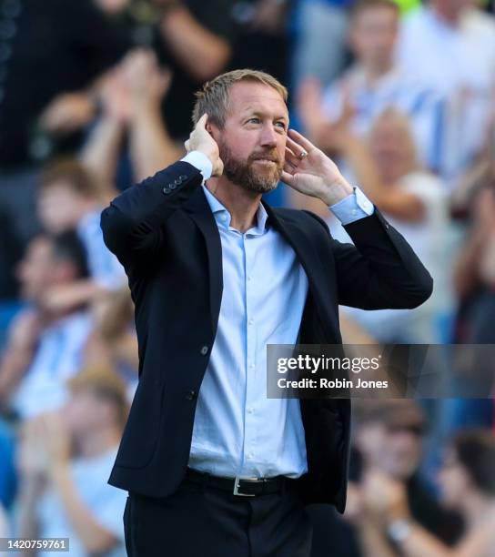 Head Coach Graham Potter of Brighton & Hove Albion after his sides 5-2 win during the Premier League match between Brighton & Hove Albion and...