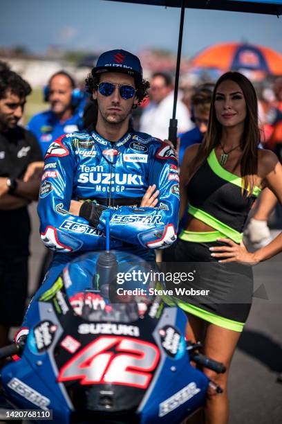 Alex Rins of Spain and Team Suzuki Ecstar sits on his bike at the starting grid during the race of the MotoGP Gran Premio Gryfyn di San Marino e...