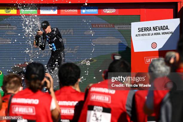 Thymen Arensman of Netherlands and Team DSM celebrates winning the Stage on the podium ceremony after the 77th Tour of Spain 2022, Stage 15 a 152,6km...