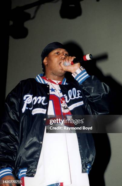 Rapper Master P. Joins Lil Romeo's performance at the Regal Theater in Chicago, Illinois in April 2002.