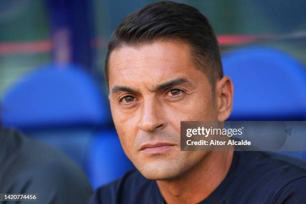 Francisco, Head Coach of Elche CF looks on prior to kick-off in the LaLiga Santander match between Villarreal CF and Elche CF at Ciutat de Valencia...