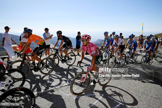 General view of Mikel Iturria Segurola of Spain and Team Euskaltel - Euskadi, Joris Nieuwenhuis of Netherlands and Team DSM and Jonathan Klever...