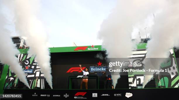 Afrojack closes out the Formula 1 Heineken Grand Prix on the podium designed by local Dutch artist Pablo Lucker during the F1 Grand Prix of The...