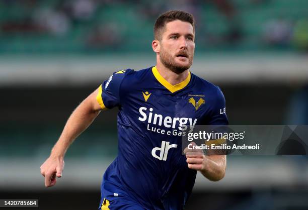 Thomas Henry of Hellas Verona looks on during the Serie A match between Hellas Verona and UC Sampdoria at Stadio Marcantonio Bentegodi on September...