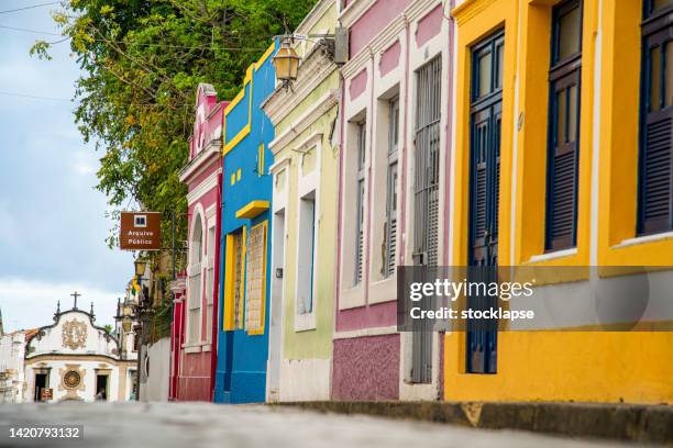 old facades in olinda, pernambuco - north east stock pictures, royalty-free photos & images