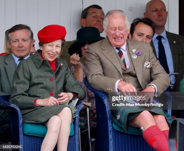 Princess Anne, Princess Royal and Prince Charles, Prince of Wales attend the Braemar Highland Gathering at The Princess Royal and Duke of Fife...