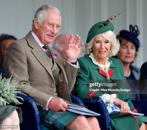 Prince Charles, Prince of Wales and Camilla, Duchess of Cornwall attend the Braemar Highland Gathering at The Princess Royal and Duke of Fife...