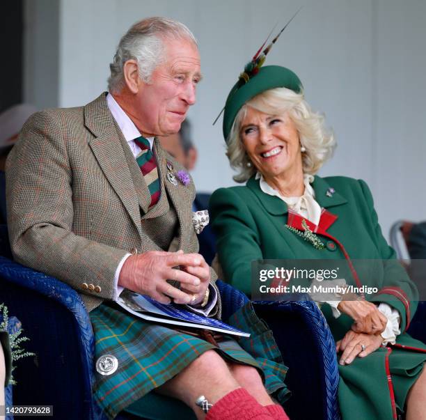 Prince Charles, Prince of Wales and Camilla, Duchess of Cornwall attend the Braemar Highland Gathering at The Princess Royal and Duke of Fife...