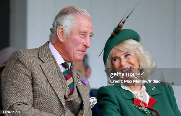 Prince Charles, Prince of Wales and Camilla, Duchess of Cornwall attend the Braemar Highland Gathering at The Princess Royal and Duke of Fife...