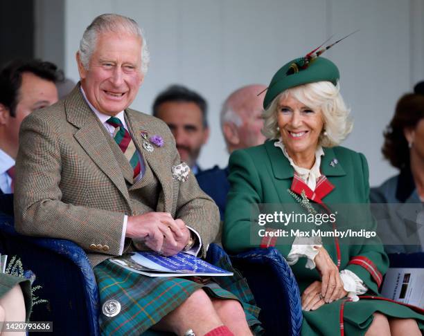 Prince Charles, Prince of Wales and Camilla, Duchess of Cornwall attend the Braemar Highland Gathering at The Princess Royal and Duke of Fife...